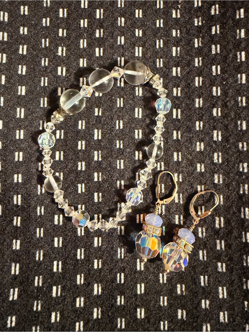 Crystal Aurora Borealis Bracelet and Earrings Set